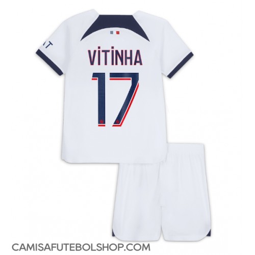 Camisa de time de futebol Paris Saint-Germain Vitinha Ferreira #17 Replicas 2º Equipamento Infantil 2023-24 Manga Curta (+ Calças curtas)